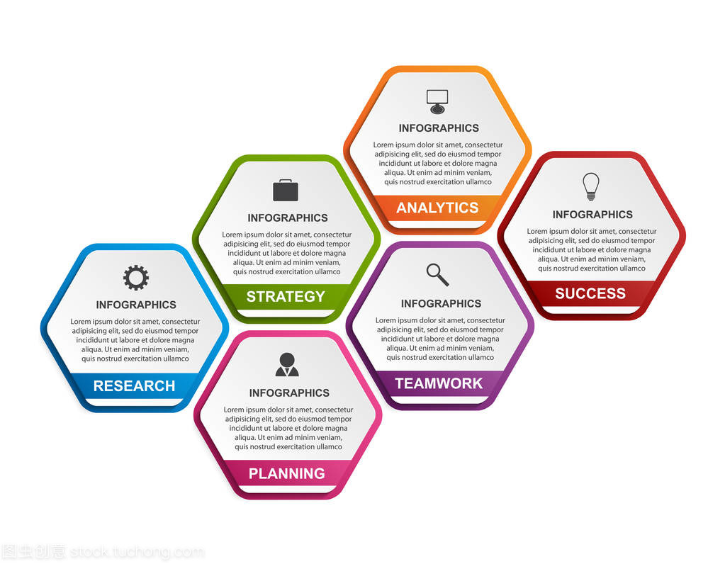 六边形选项信息模板在商务演示与信息咨询中的应用